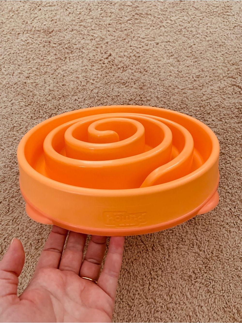 Outward Hound Fun Slow Feeder Interactive Dog Bowl, Orange, 4 cup - Picture 4 of 12